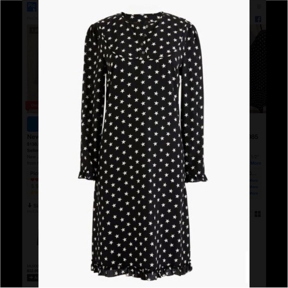 J. Crew Star Print Ruffle Detail Silk Dress Size 10 - Picture 2 of 9